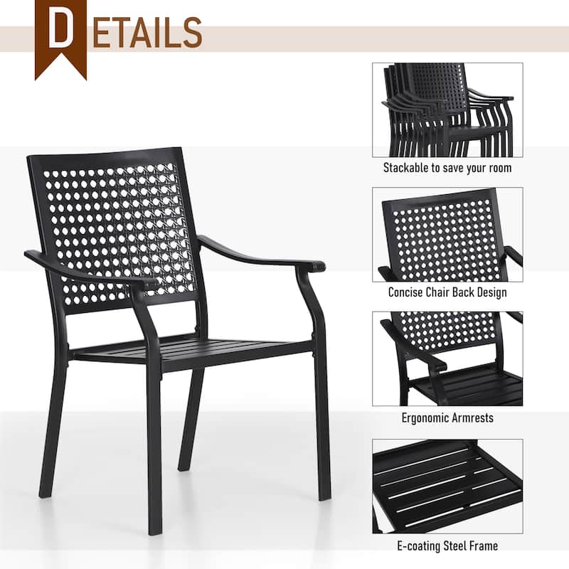 5-piece Outdoor E-coated Patio Dining Set with Stackable Chairs