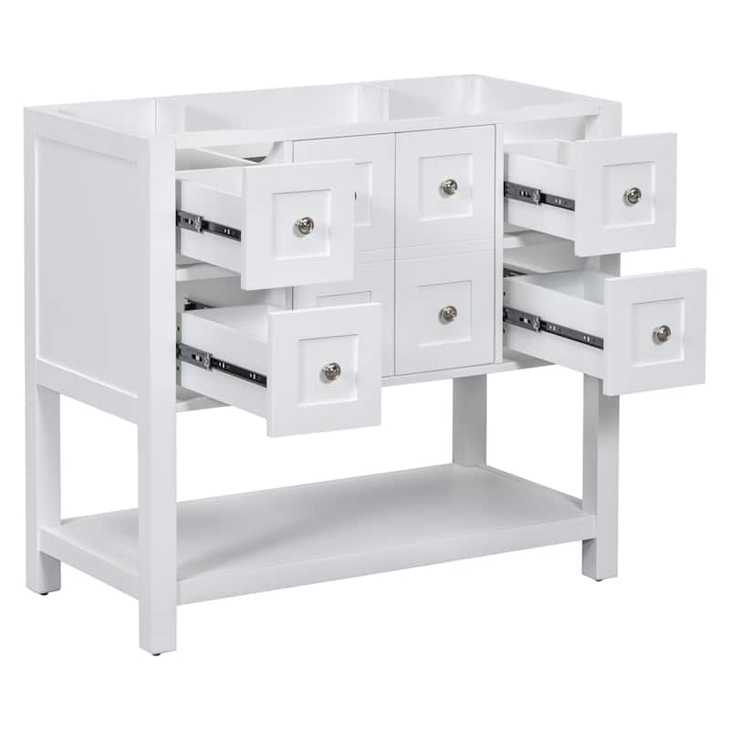Bathroom Vanity Base with 4 Drawers & Soft Closing Doors(Without Sink)