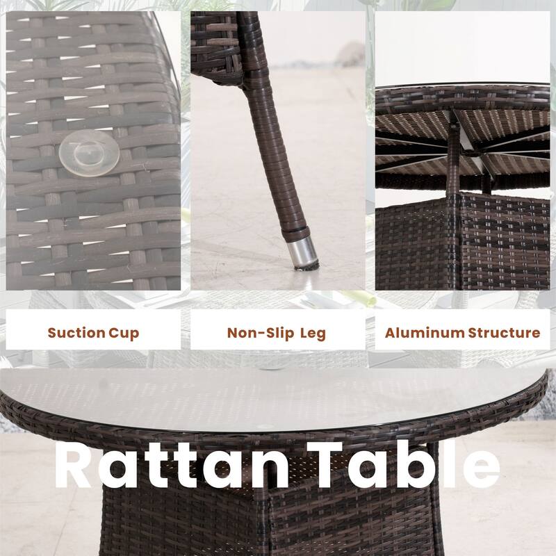 5-piece Outdoor Dining Set - PE Wicker Chairs & Tempered Glass Table