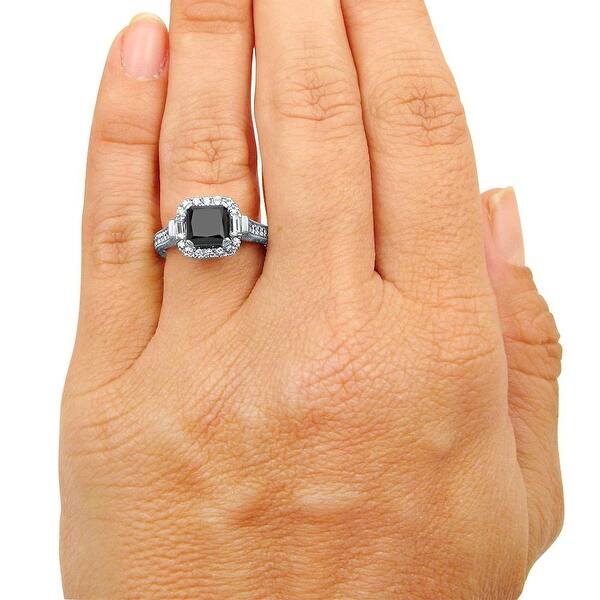 Sterling Silver 1/3 CT Black Diamond & 4/5 CT TGW Morganite Ring Sterling Silver 1/3 CT Black Diamond & 4/5 CT TGW Morganite Ring