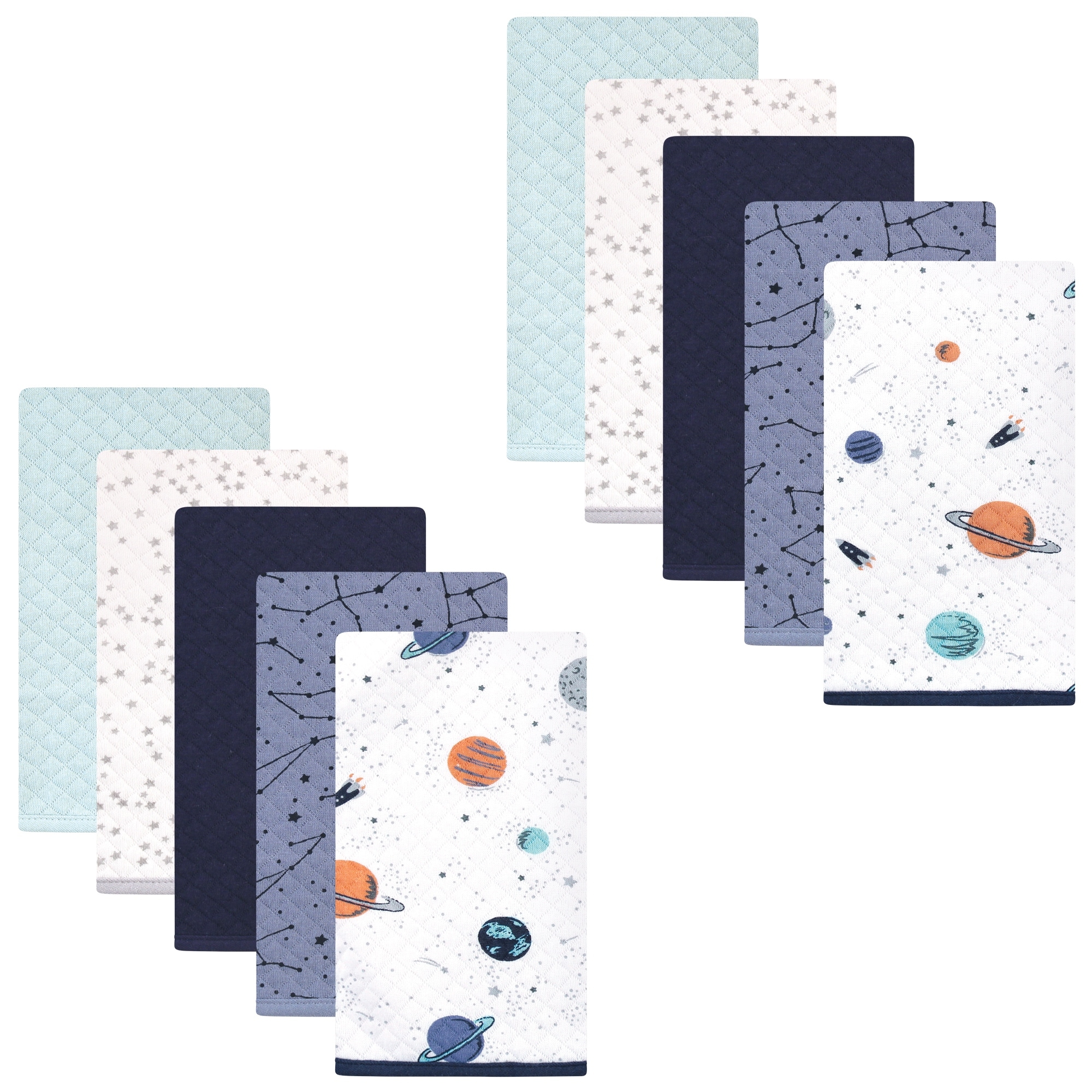 Hudson Baby Infant Boy Quilted Burp Cloths, Space, One Size - Space - One Size