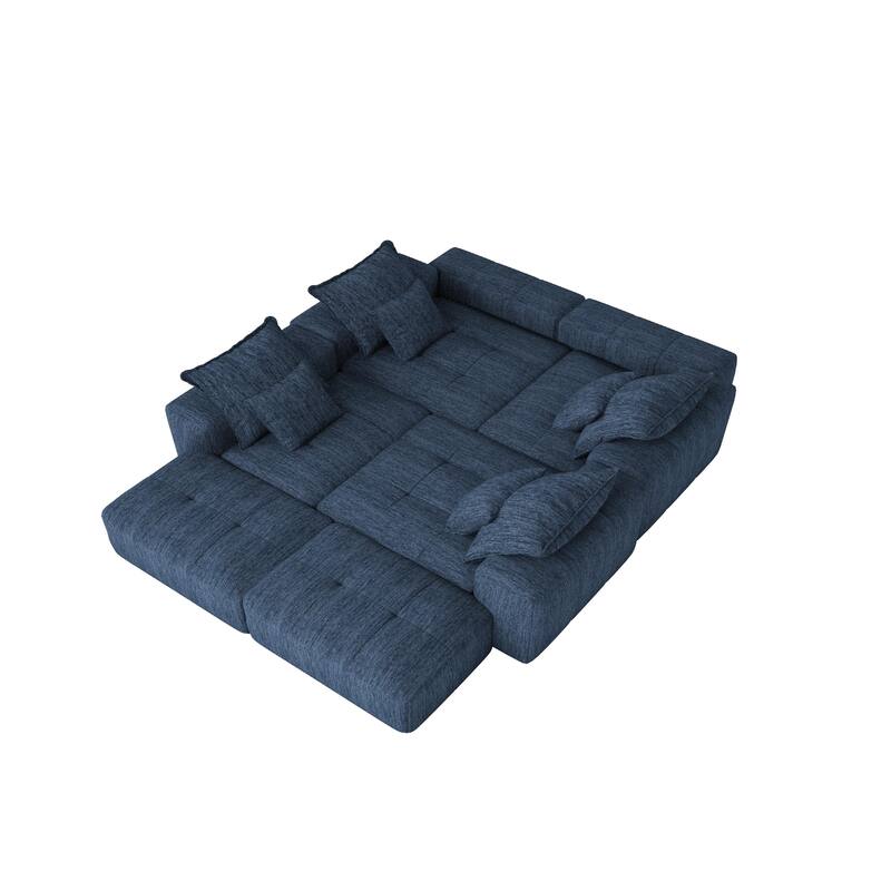 GDFStudio - Chenille Tufted Oversized 198" Modular Sectional Sofa with 2 Ottomans