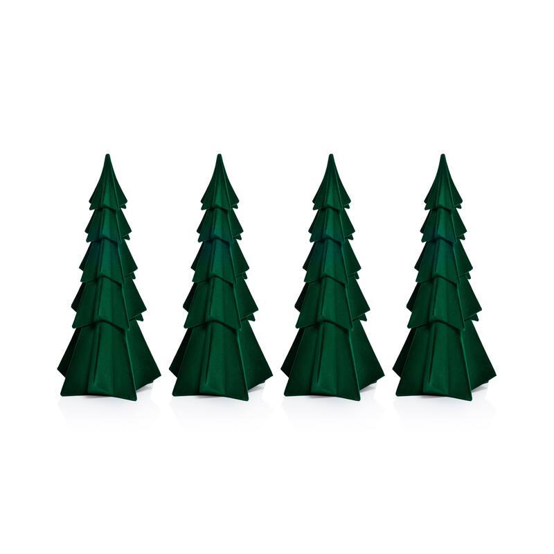 Flocked Decorative Trees - Holiday Tabletop Décor, Set of 4