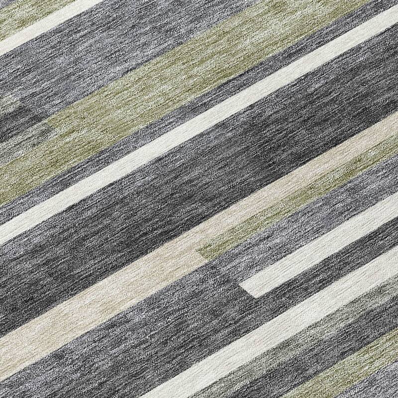 Machine Washable Indoor/ Outdoor Chantille Contempory Stripe Rug