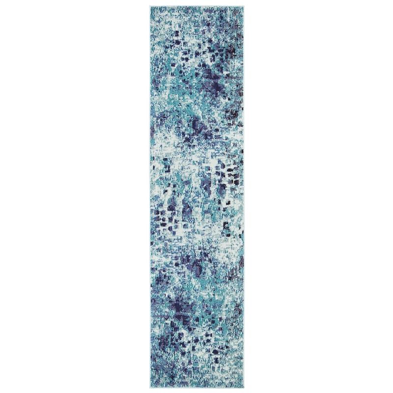 SAFAVIEH Madison Gudlin Modern Abstract Watercolor Rug - 2'2" x 6' Runner - Turquoise/Navy - Runner/Rectangle