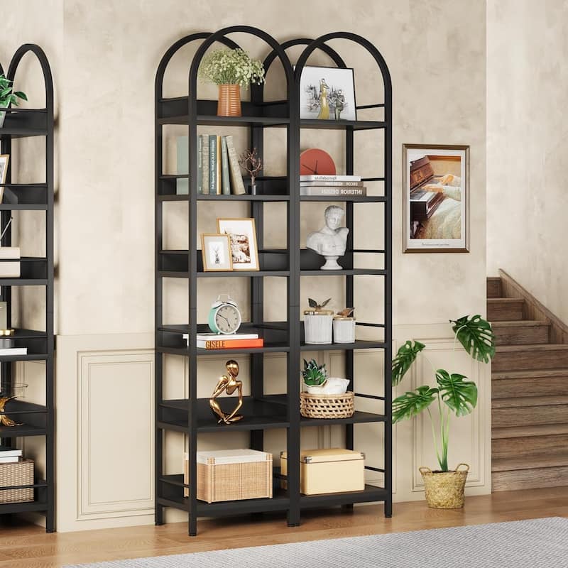 6 Tiers 78.7" Tall Narrow Arched Open Bookshelf