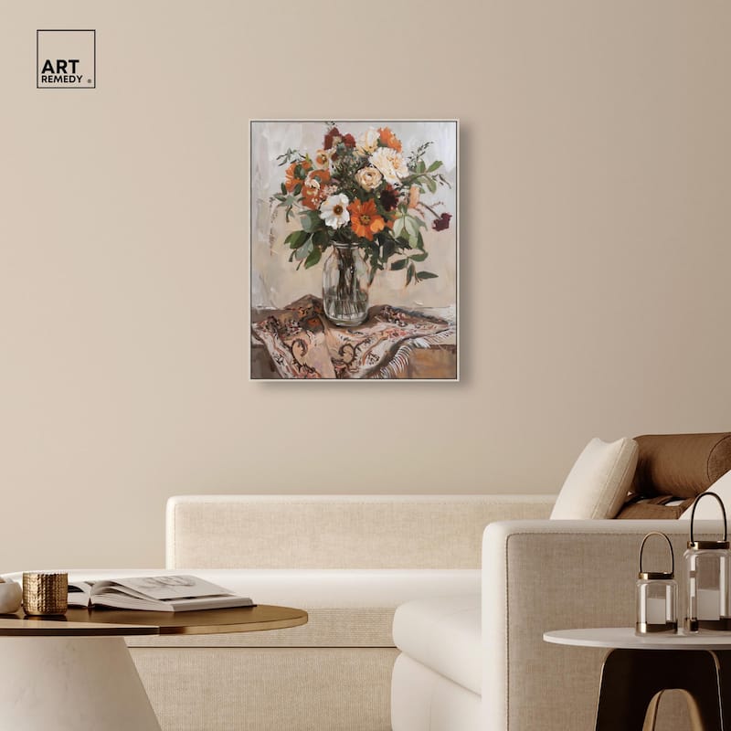 Delicate Glass Vase and Flowers Canvas by Art Remedy