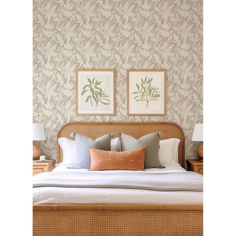 A-Street Prints Anita Beige Woodland Floral Wallpaper