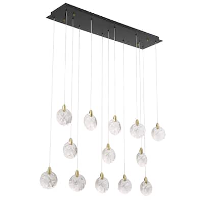 Artcraft Snowflake 13-Light 40" Island-Light - Matte Black with Satin Brass Accent