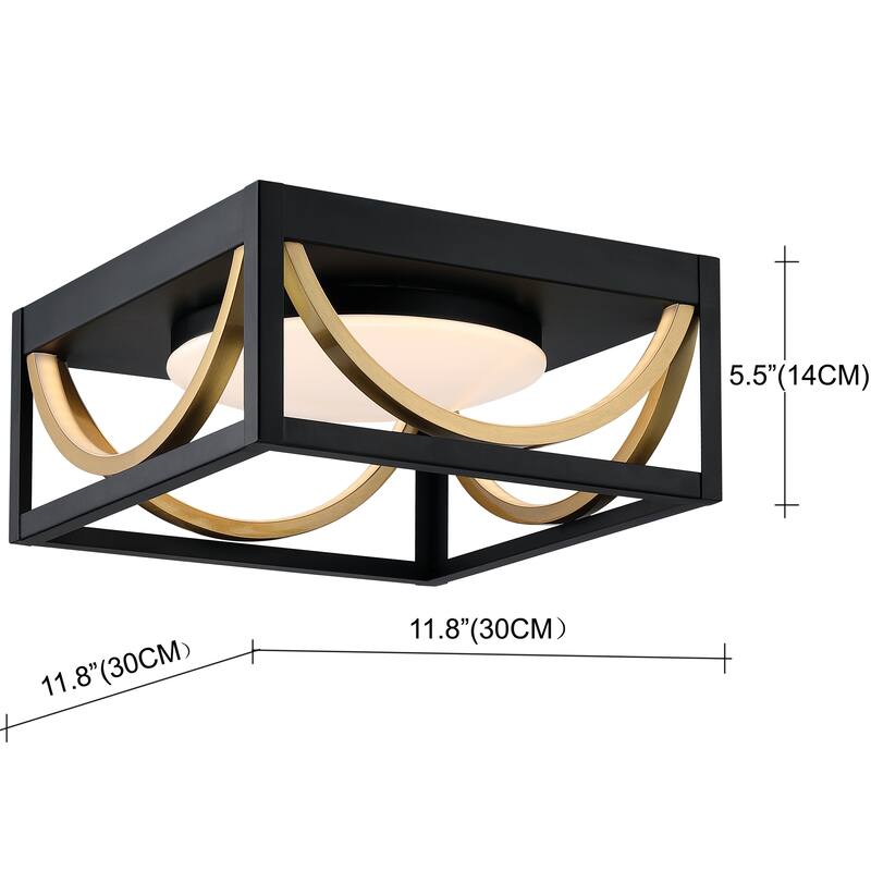 Modern 1-Light Matte Black LED Flush Mount Ceiling Light - 5.5'' H X 11.8'' W X 11.8'' D