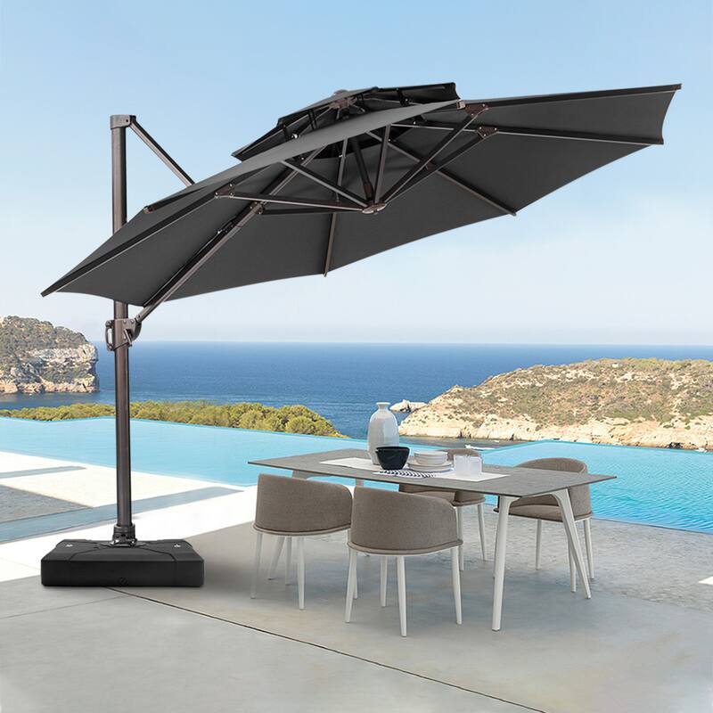 Pellebant Outdoor Round Cantilever Umbrella with Base