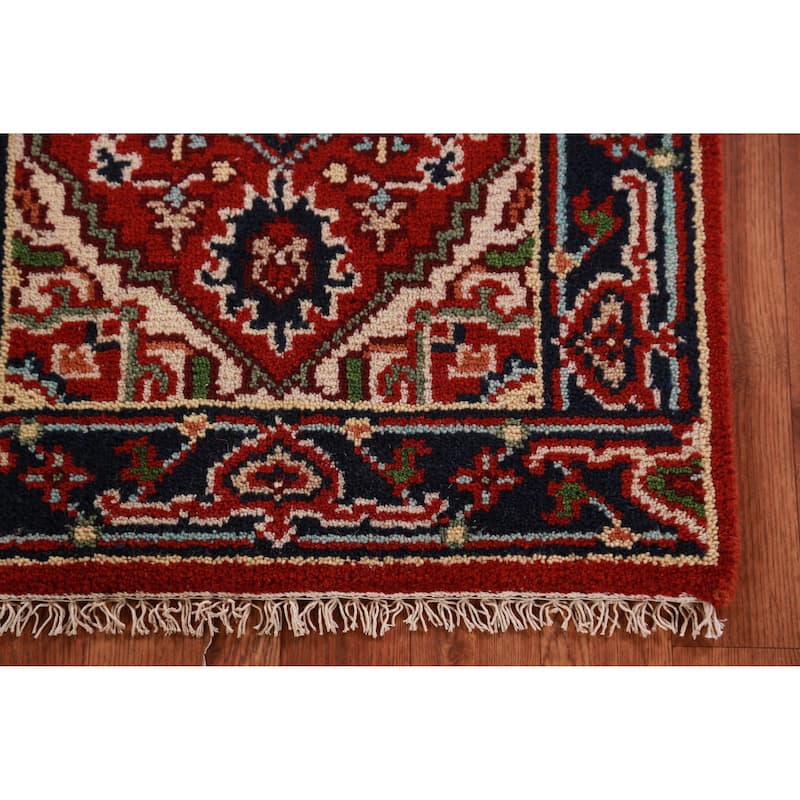 Hand Knotted Oriental 100% Wool Carpet Traditional Medallion Oranges & Rust Heriz (serapi) Area Rug - 3' 0'' X 2' 0''