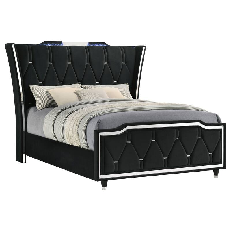Lorient LED Upholstered Bed Black
