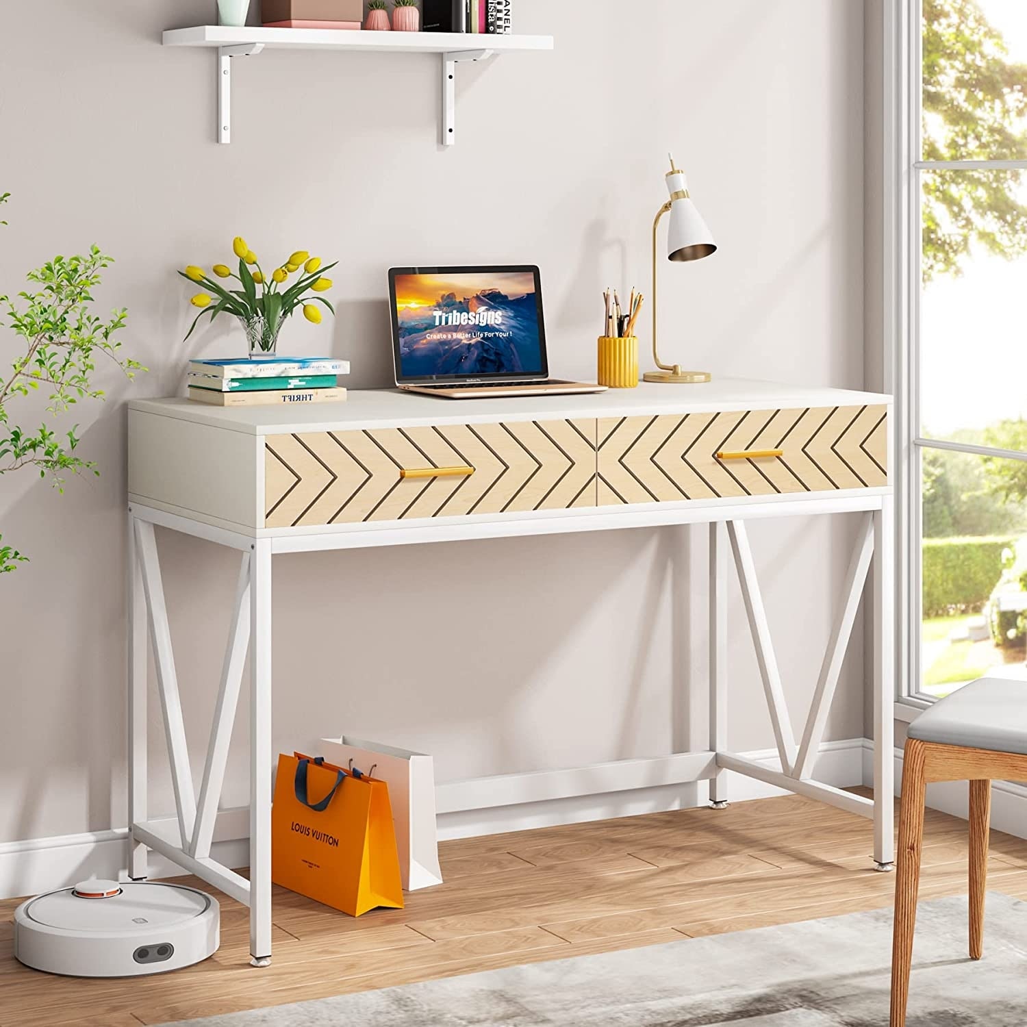 White desk 47 hot sale inches