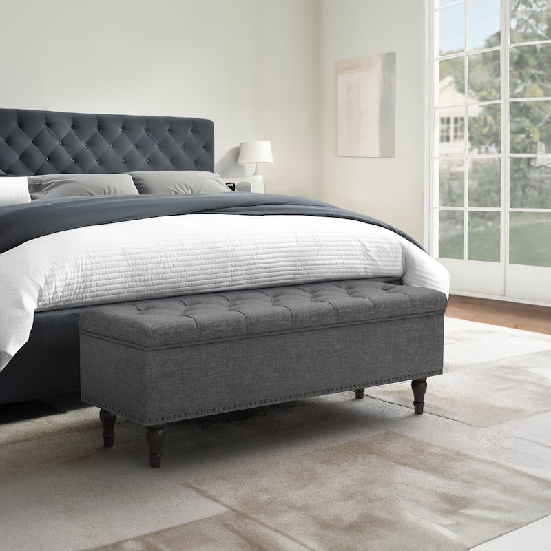 Tufted Storage Bench, Upholstered Ottoman with Storage for Bedroom - 50.8" W X 17.1" D X 18.3" H