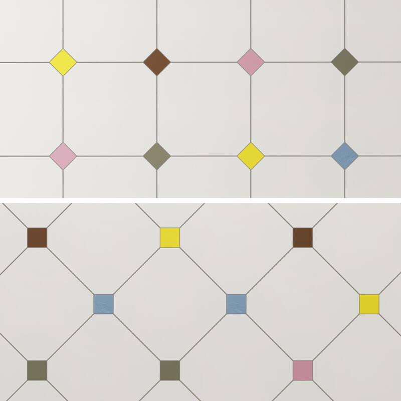 Merola Tile Vaudeville Octagon Nacar with Taco Multi 7-7/8" x 7-7/8" Porcelain Floor and Wall Tile
