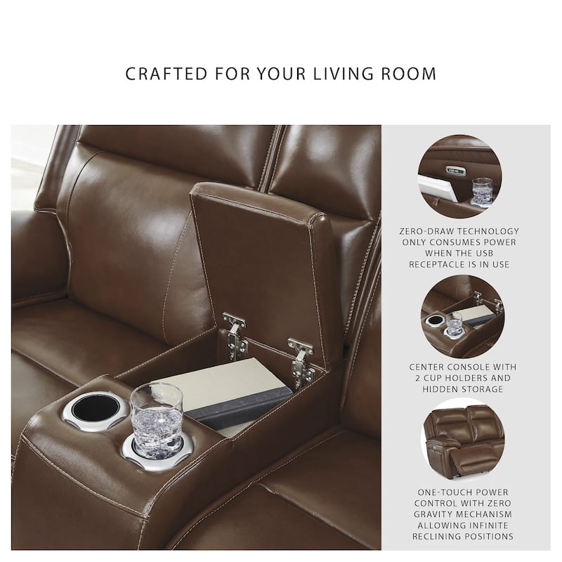 Signature Design by Ashley Healy Pier Brown Power Reclining Loveseat with Console - 78" W x 40" D x 42.25" H