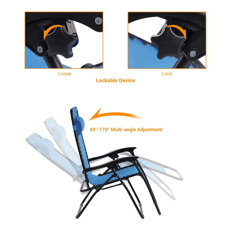 BONOSUKI Outdoor Foldable Recliner Lounge Chair Zero Gravity Chair