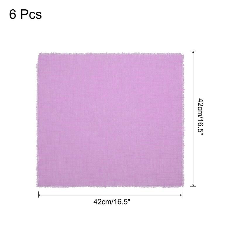 6pcs Cloth Napkins 16.5x16.5 Inches Cotton Linen Napkins with Fringe - Purple