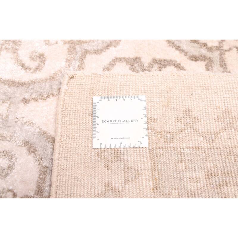 ECARPETGALLERY Hand-knotted Loreto Ivory Silk Rug - 7'10 x 10'3