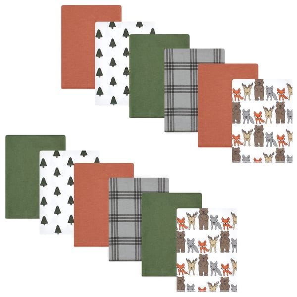 slide 1 of 1, Hudson Baby Infant Boy Cotton Flannel Burp Cloths Bundle, Wild Forest, One Size - Wild Forest - One Size One Size - Wild Forest