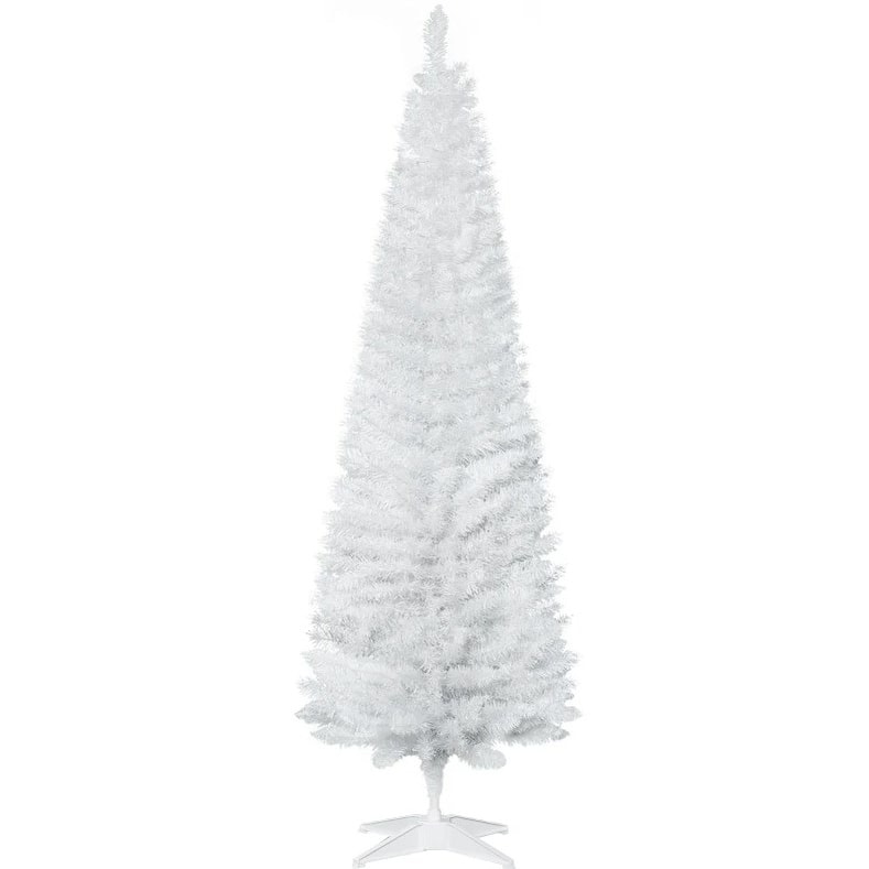 6 Foot Christmas Tree, Slim Xmas Tree with Realistic Branch - White