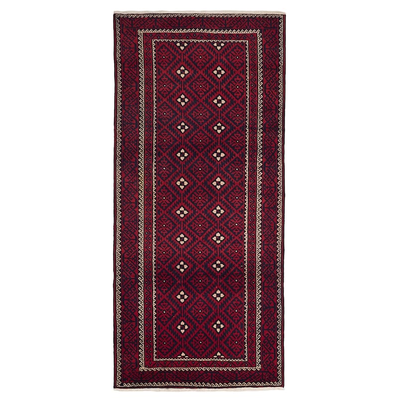 ECARPETGALLERY Hand-knotted Teimani Red Wool Rug - 4'4 x 9'7