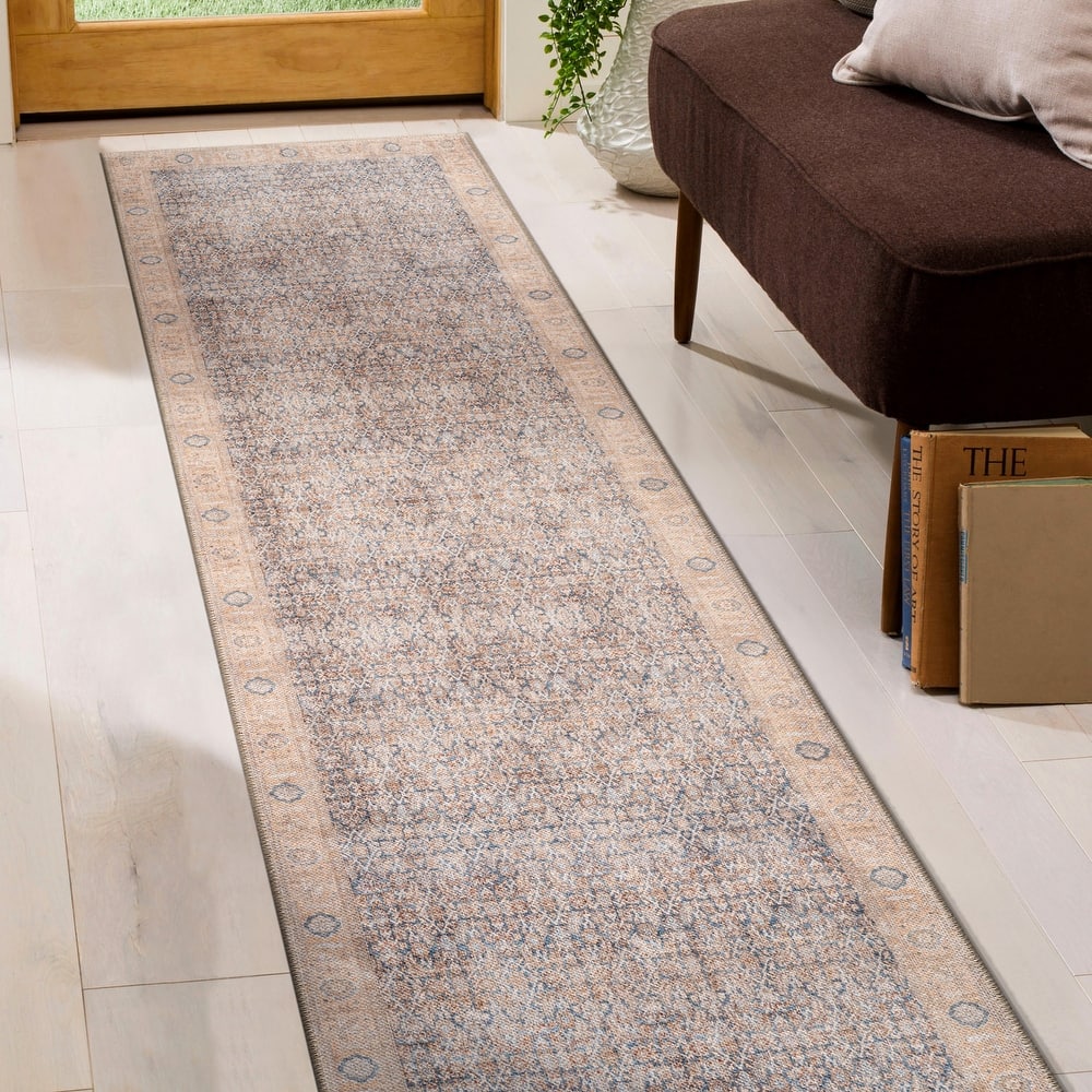 World Rug Gallery Vintage Washable Traditional Non-Slip Area Rug