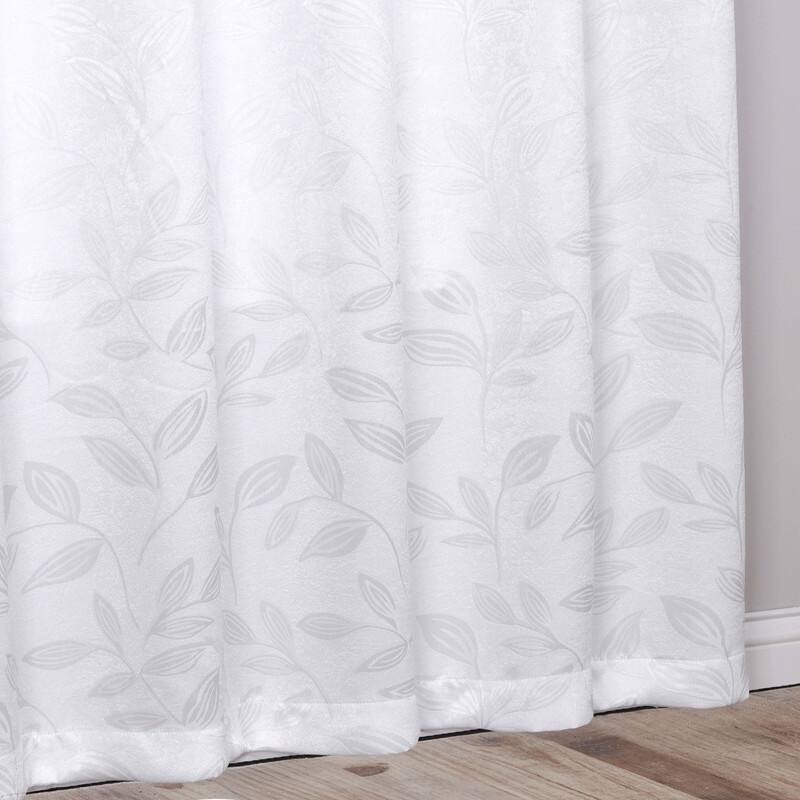 Superior Leaves Machine Washable Room Darkening Grommet With Ties Blackout Curtains, Set of 2