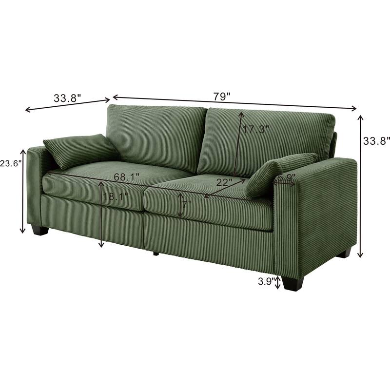 Modern Loveseat Sofa for Living Room, Removable Cover, Spring Cushions, Solid Wood Frame, Wide Armrest for Small Space