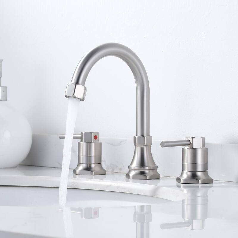WOWOW Hex 8 in. Widespread Double Handle Bathroom Faucet