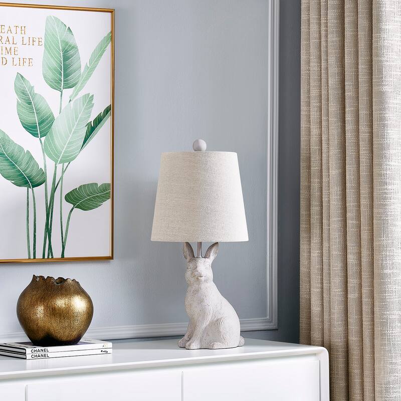 19"H White Resin Rabbit Table Lamp With Shade - 9" x 9" x 19"