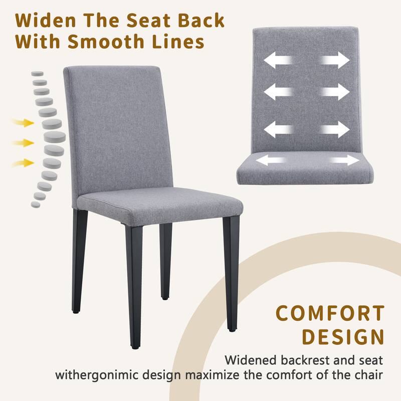 79" Glass Dining Table Set for 6, Modern Tempered Glass Table with 6 Upholstered Chairs, Kitchen Table and Chairs for 6