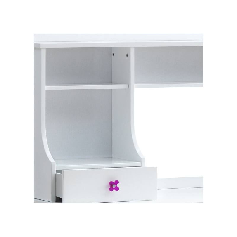 White Desk with Hutch - Home Office Study Writing Desk - Modern Storage Solution