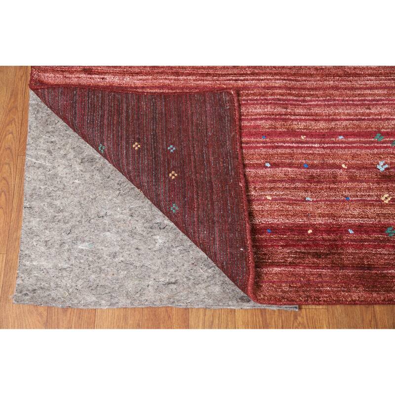 Hand Knotted Oriental Viscose Silk Carpet Tribal Animal Pictorial Red Gabbeh Area Rug - 10' 0'' X 7' 11''