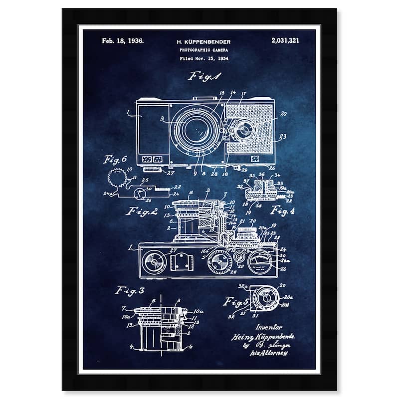 Wynwood Studio 'Kuppenbender Camera' Entertainment and Hobbies Blue Wall Art Framed Print