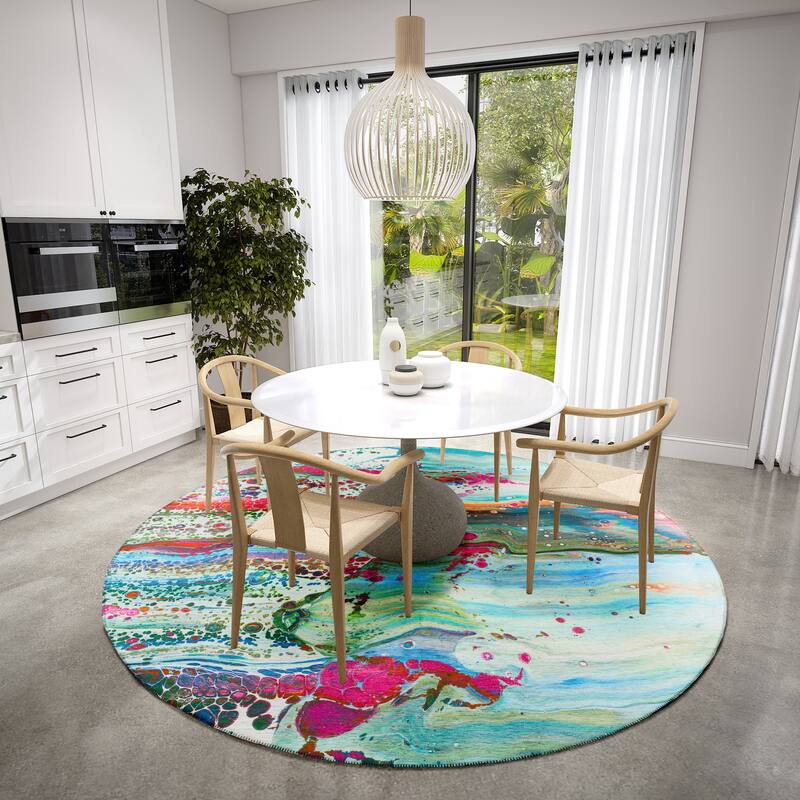Indoor/ Outdoor Addison Karina Abstract Washable Area Rug - 8' x 8' - Melody