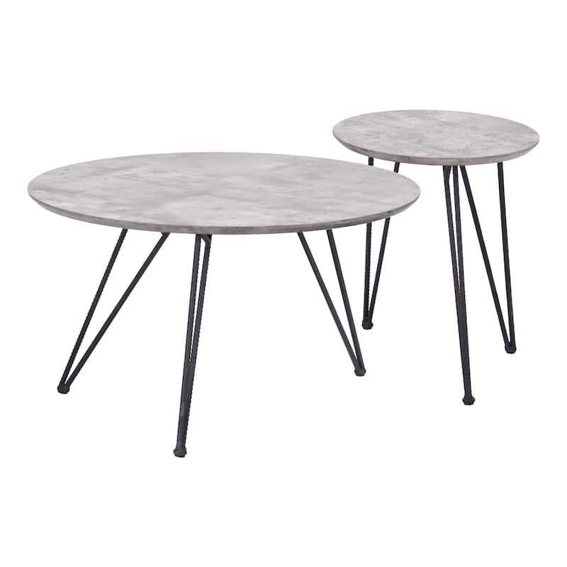 Kerris Coffee Table Set Gray & Black - 31.5" W x 31.5" D x 16.9" H