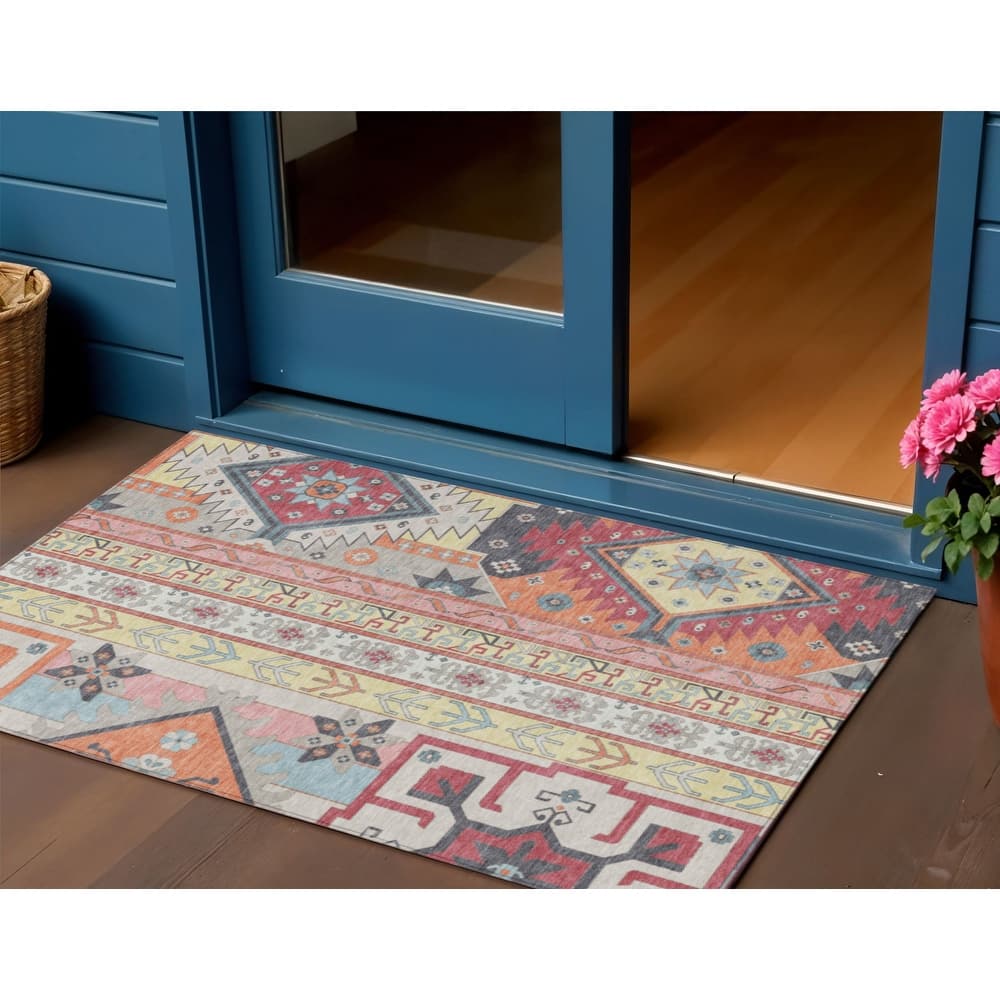 HomeRoots Aztec Transitional Rectangle Outdoor Rug
