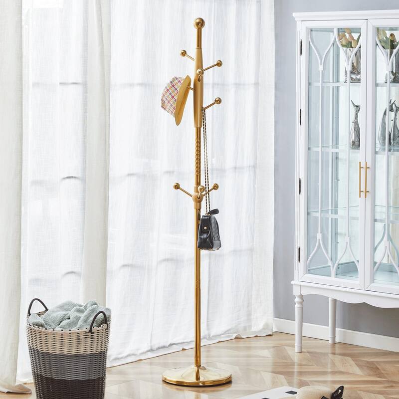 Main Stainless Steel Spray Painted Hanger, Modern Silver Stainless Steel Coat Rack, Solid Wood Reinforcement At The Bracket - Gold
