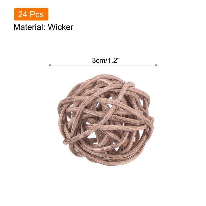 Wicker Rattan Balls 1.2 Inch Rattan Decorative Balls Vase Fillers - Brown - 24 Pcs