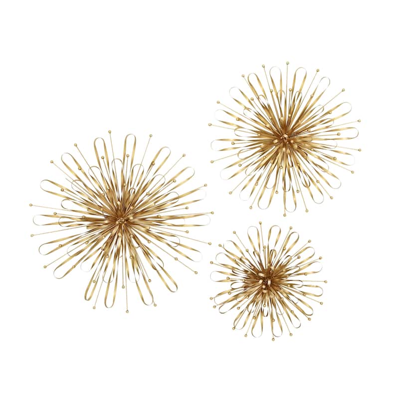 Benzara Gorgeous Orb Gold Metal Wall Decors (Pack of 3)