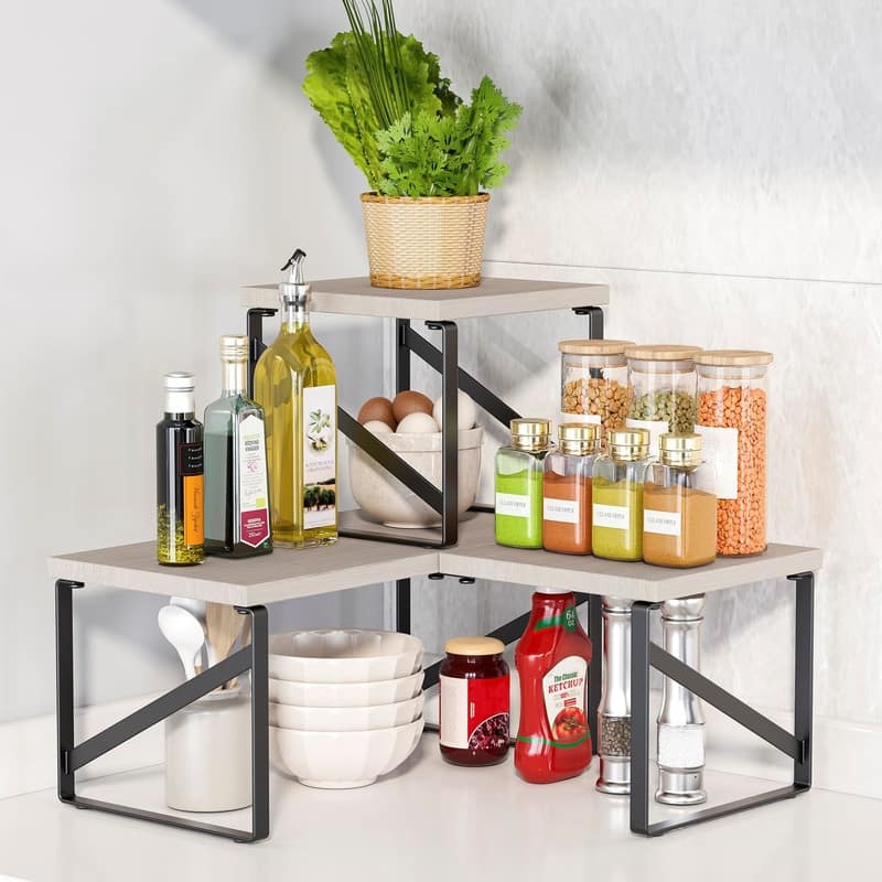 Corner Shelf Plant Stand - 15.7"D x 15.7"W x 14.1"H - Grey