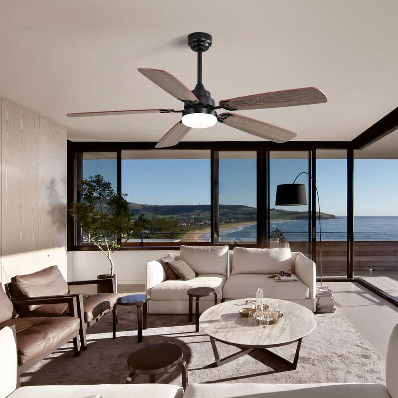 52-Inch Modern LED Ceiling Fan with Dual-Color Blades & Remote