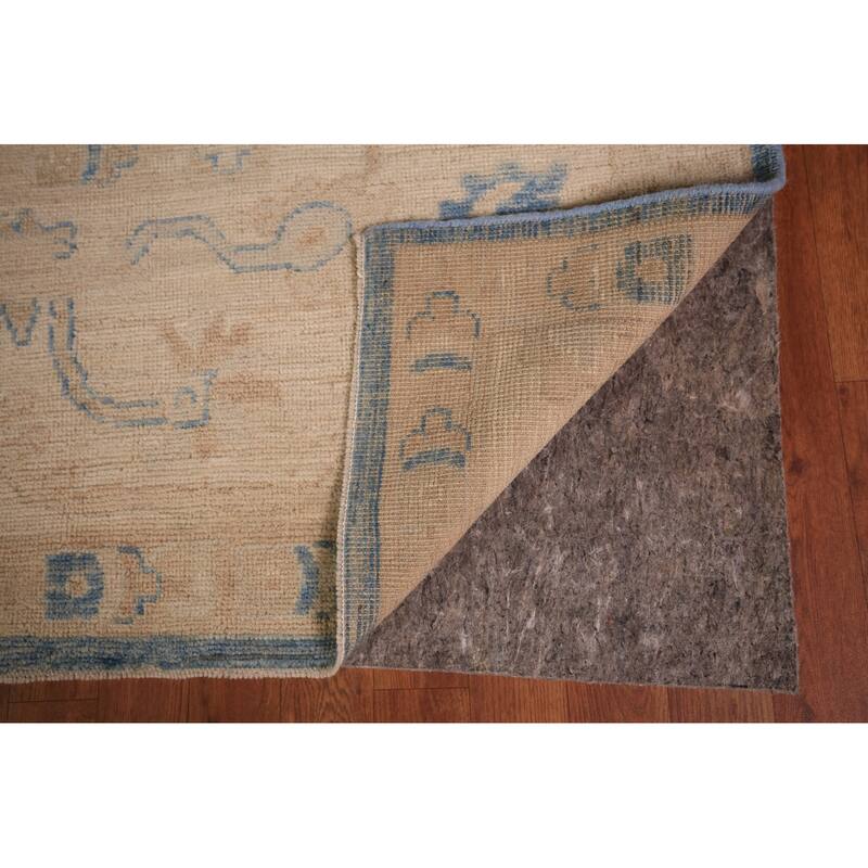 Vegetable Dye Blue Oushak Turkish Area Rug Hand-Knotted Wool Carpet - 8'2" x 9'11"