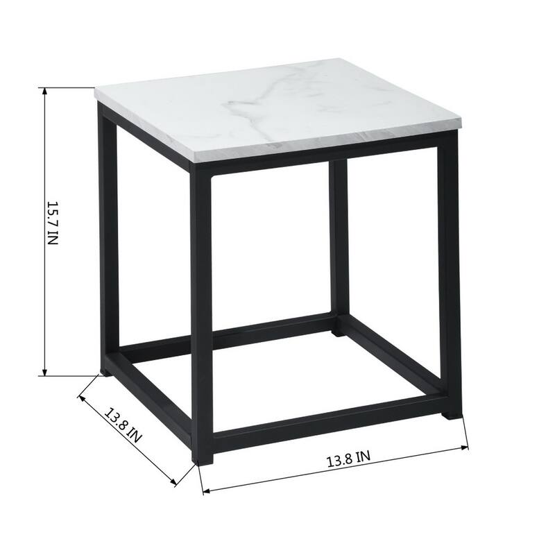 End Table Side Table Nightstand Metal Frame Marble Black