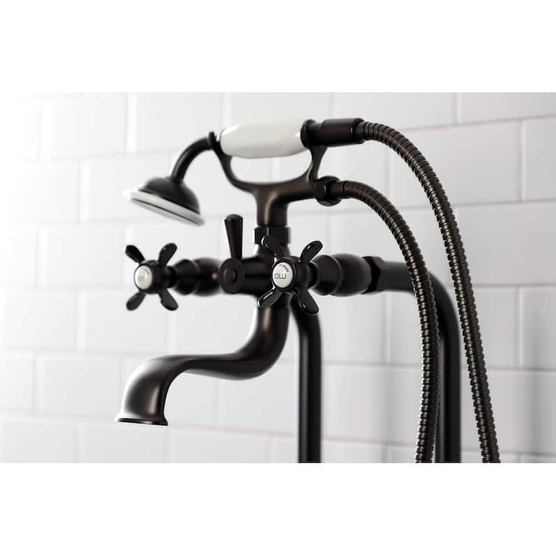 Essex Freestanding Clawfoot Tub Faucet Package with Supply Line in Matte Black