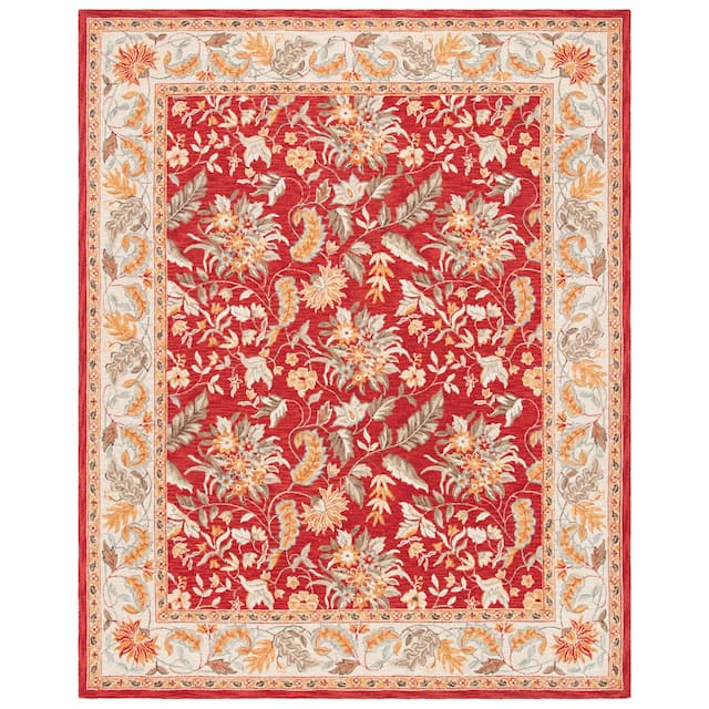 SAFAVIEH Handmade Chelsea Ashlyn French Country Floral Wool Rug - 8 x 10 - Red