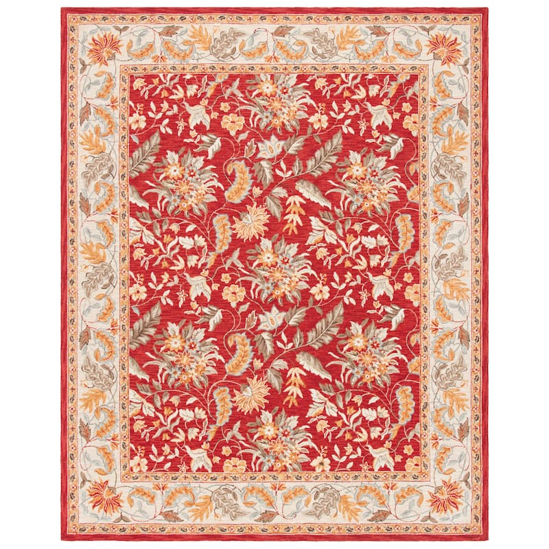 SAFAVIEH Handmade Chelsea Ashlyn French Country Floral Wool Rug - 8 x 10 - Red