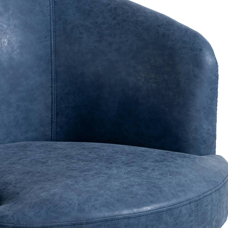 2 Set Faux Leather Club Swivel Barrel Accent Chair